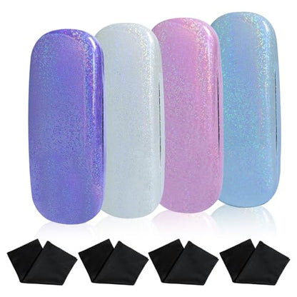 Eyeglass Case Hard Shell,Hard Sunglass Cases with Cleaning Cloth for Women,Glitter Protective Case - color: Style 1