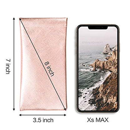 Vemiss 3 Pack Glasses Case, Squeeze Top Soft Sunglasses Pouch - color: Silver Pink Gold