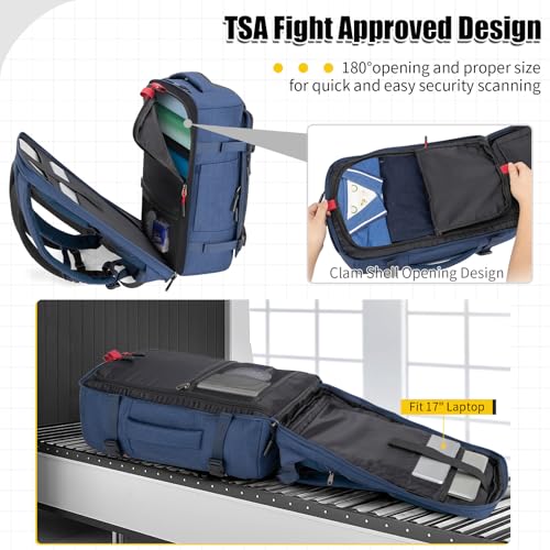 42L Carry On Travel Backpack With 4 Packing Cubes, TSA Friendly - color: Blue