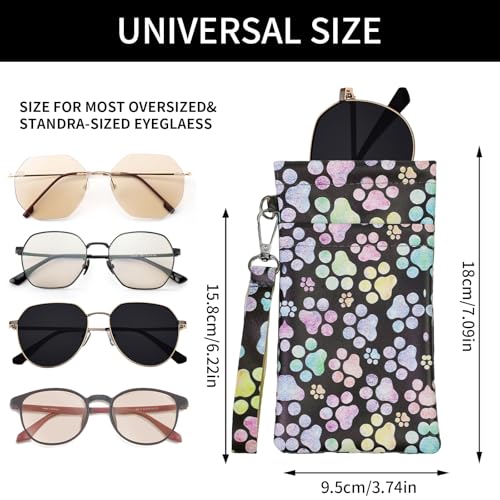 Double Eyeglass Case Soft Dual Glasses Case for Women Men Travel Squeeze Top Sunglasses Cases Eyeglasses Pouch - color: Multicolor Scale+paw