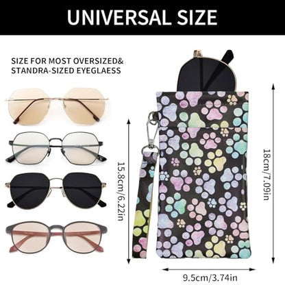Double Eyeglass Case Soft Dual Glasses Case for Women Men Travel Squeeze Top Sunglasses Cases Eyeglasses Pouch - color: Multicolor Scale+paw