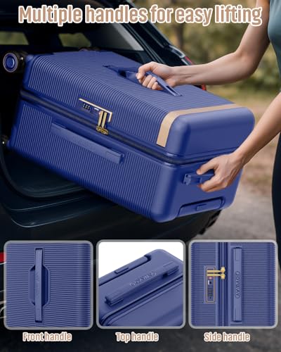 Joyway 22 Inch Carry On Luggage with Spinner Wheels and Cup Holder, Blue - color: Blue, size: 22 inch