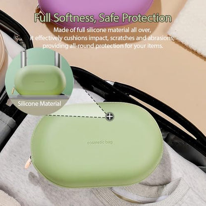 Silicone Makeup Bag Zipper Closure Compact Travel Size Toiletry Pouch For Cosmetics Accessories And Travel Essentials Purple