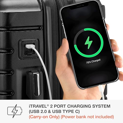 Traveler's Choice Archer Polycarbonate Hardside Spinner Luggage Set, Tie Down Straps, Black, Carry-On 21-Inch - color: Black, size: 1-Piece (Carry-On 21-Inch)