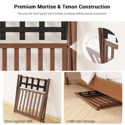 Fully Assembled Foldable Bamboo Luggage Rack for Guest Room - color: Walnut-Rounded Bamboo, size: 1 Pack