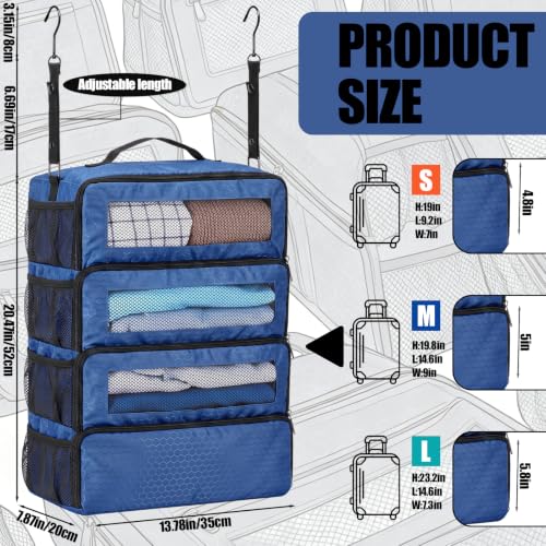 Hanging Suitcase Organizer Travel Blue Clothes Shelves - color: Blue