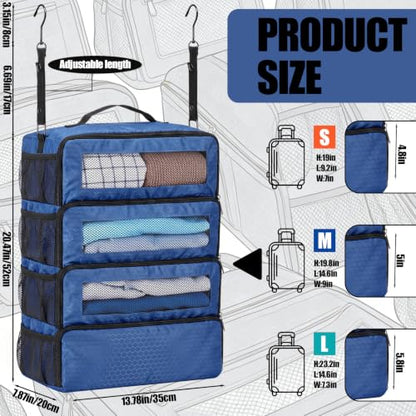 Hanging Suitcase Organizer Travel Blue Clothes Shelves - color: Blue