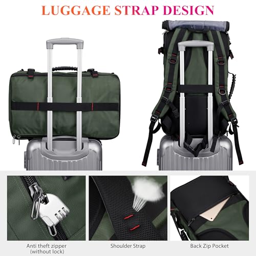 WITZMAN Travel Backpack for Men Duffle Bags Fits 17 Inch Laptop - color: Army Green