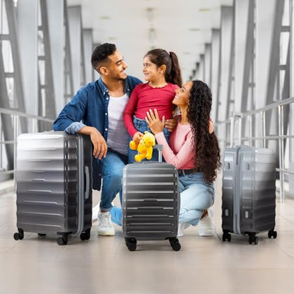 Karl home Luggage Set 3 Piece, PC+ABS Multicolor Hardshell suitcase set with TSA Lock & Spinner Wheels, Durable Carry on Luggage Set for Men and Women Travel (Gradient Grey)