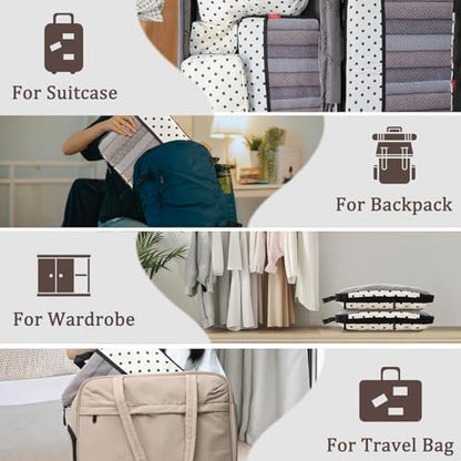U+U 10 Set Compression Packing Cubes - Ultralight Travel Organizers - color: Polka Dot, size: 10 Set