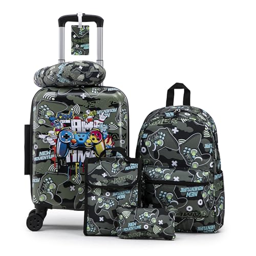 16’’ Kid’s Luggage Set with Spinner Wheels, Hardside with Suitcases,6 Piece - color: Joystick