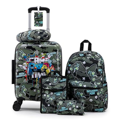 16’’ Kid’s Luggage Set with Spinner Wheels, Hardside with Suitcases,6 Piece - color: Joystick