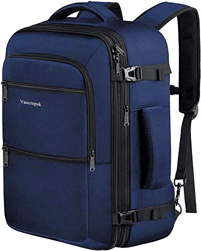 Vancropak Carry on Backpack, 40L Expandable Travel Backpack for Airplane - color: Blue, size: X-Large