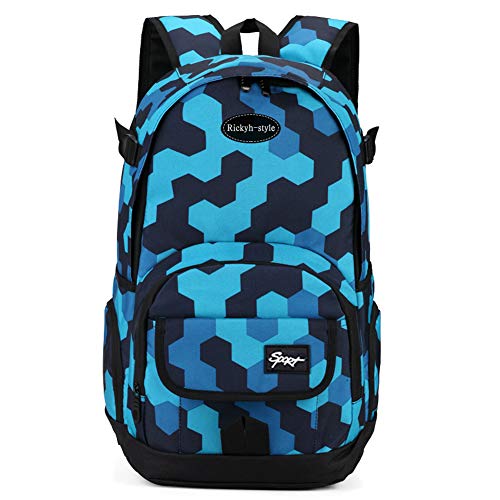 rickyh style School Backpack Travel Bag for Men & Women Lightweight College - color: 04hexagon Blue