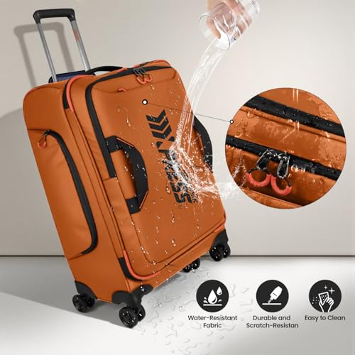 2-Piece Set(22/30in) Softside Luggage Sets w/Spinner Wheels - color: Orange, size: 2-Piece Set (22"/30'')
