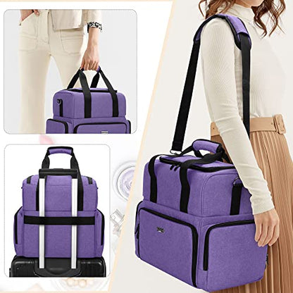 BAFASO 2 Layers Large Travel Makeup Bag with 3 Removable Pouches, Purple