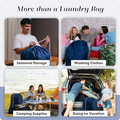 Handy Laundry XL Nylon Laundry Bag 22"x32" 2-Pack, Heavy Duty, Navy Blue - color: Navy Blue, size: 22" x 32" (Pack of 2)