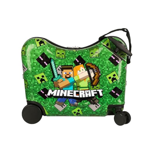 Bioworld Minecraft Steve & Alex Green 15" Ride-On Luggage - color: Minecraft Steve & Alex
