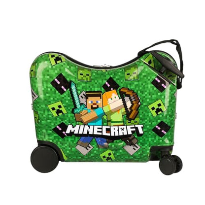 Bioworld Minecraft Steve & Alex Green 15" Ride-On Luggage - color: Minecraft Steve & Alex