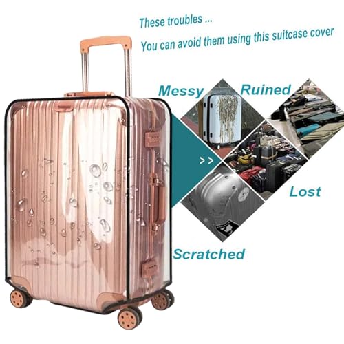 3 Piece Clear Luggage Cover Set Fits 20 24 28 Inch Suitcase - size: 20 inch + 24 inch + 28 inch suitcase covers set