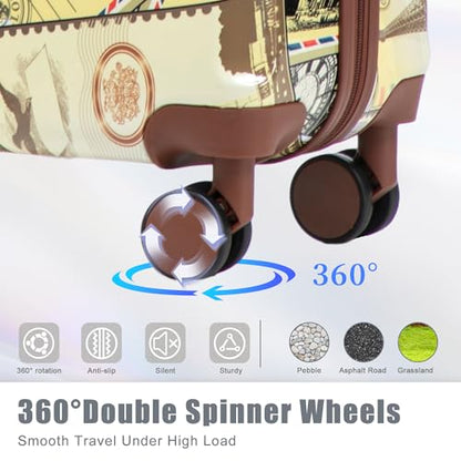 Hardside Luggage Sets, Lightweight Stripes Suitcase with Spinner Wheels, Coffee-PC - color: Coffee-PC, size: 20/24/28 Inch