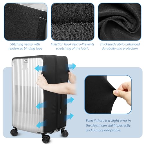Transparent PVC Suitcase Cover, No Disassembly Required Clear Luggage Protector Suitcase Cover - color: Black, size: 34