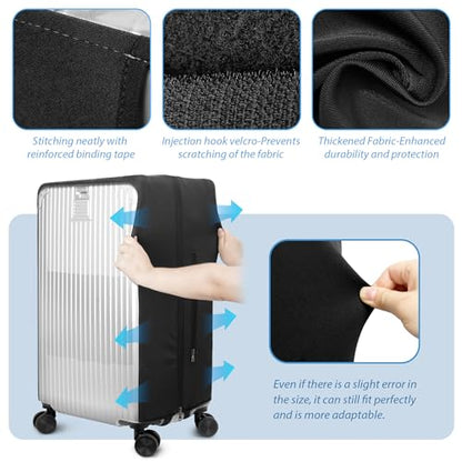 Transparent PVC Suitcase Cover, No Disassembly Required Clear Luggage Protector Suitcase Cover - color: Black, size: 24