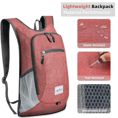 Xgunion Hiking Backpack 10L Lightweight Foldable Daypack (Red) - color: Red