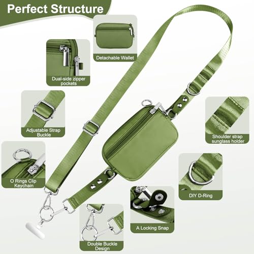 Phone Lanyard Crossbody with Detachable RFID Wallet (Green, Large) - color: Green, size: Large
