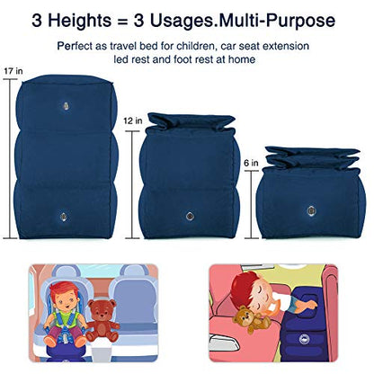 Inflatable Foot Rest Pillow Airplane Travel Kids Blue (1 Pack) - color: Blue