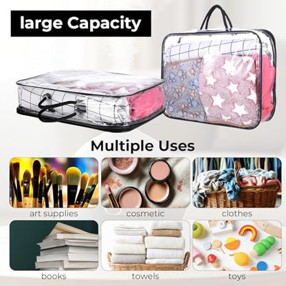 6 Pcs clear packing cubes, Large clear packing cubes for Travel, PVC Transparent Storage Bags with Handle, Waterproof Vinyl Organizer for Suitcase Clothes, Sweaters, Shirts, and Travel Essentials