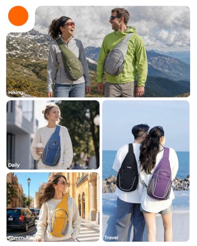 Crossbody Sling Bag, Lightweight Travel Sling Backpack with RFID Blocking - color: Blue