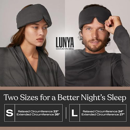 Lunya Washable Silk Sleep Mask LUSK7000, Meditative Grey, L - color: Meditative Grey, size: Large
