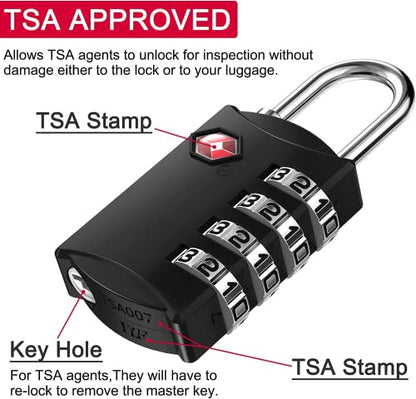 ZHEGE Luggage Locks for Train Travel, TSA Locks for Luggage (2 Pack, Black) - color: Black, 2P