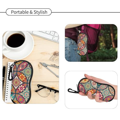 Hion Sunglasses Soft Case Ultra Light Neoprene Zipper Eyeglass Case With Belt Clip - color: 2b-rosette