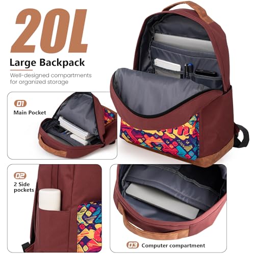 Cosbarn Carry On Luggage 22x14x9 Airline Approved,3 Piece Luggage Set - color: Burgundy, size: 3 Piece Sets (20/BP/TB)