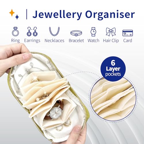 Small Travel Jewelry Case with Earring Box Mini Jewelry Case - color: Navy Blue