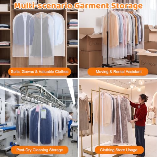 Dntorx 6 Pack Garment Bags, 24 x 40 Inch Peva Covers, White Edge - color: Matte with White Edge, size: 40in *6