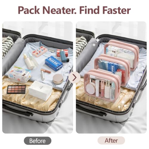 PACKISM TSA Approved Toiletry Bag - Clear Makeup Bag for Travel, Nude Pink - color: Beauty Nude Pink, size: Medium Set