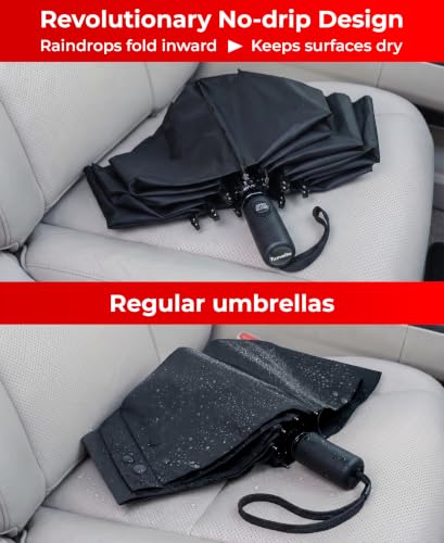 TUMELLA Reverse Folding Windproof Umbrella, Large 46", Strong & Light - color: K. Bundle Black & Black
