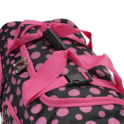 Rockland Rolling Duffel Bag, Black, 22" - color: Black Pink Dot, size: 22"