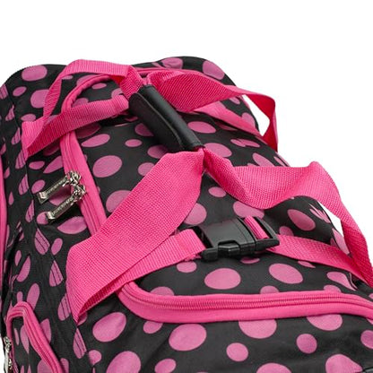 Rockland Rolling Duffel Bag, Black, 22" - color: Black Pink Dot, size: 22"