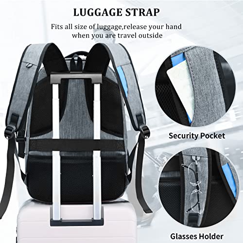 DUSLANG Travel Work Laptop Backpack With USB Charging Port Fits 15.6 15 14 13 Inch Laptop and Notebook Business Anti Theft College Computer Bag Back Pack for Women Men - Dark grey - color: Dark Gray