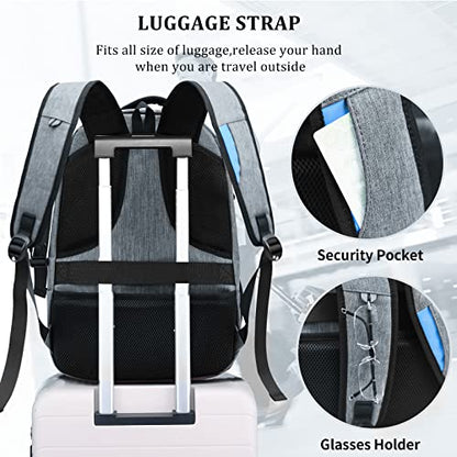 DUSLANG Travel Work Laptop Backpack With USB Charging Port Fits 15.6 15 14 13 Inch Laptop and Notebook Business Anti Theft College Computer Bag Back Pack for Women Men - Dark grey - color: Dark Gray