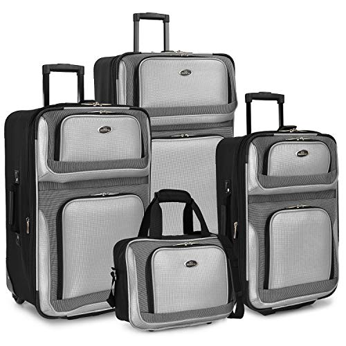 U.S. Traveler New Yorker Lightweight Expandable Rolling Luggage, Gray, 4-Piece Set - color: Gray, size: 4-Piece Set (15/21/25/29)