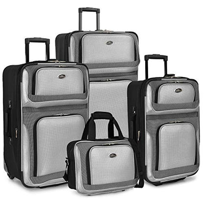 U.S. Traveler New Yorker Lightweight Expandable Rolling Luggage, Gray, 4-Piece Set - color: Gray, size: 4-Piece Set (15/21/25/29)
