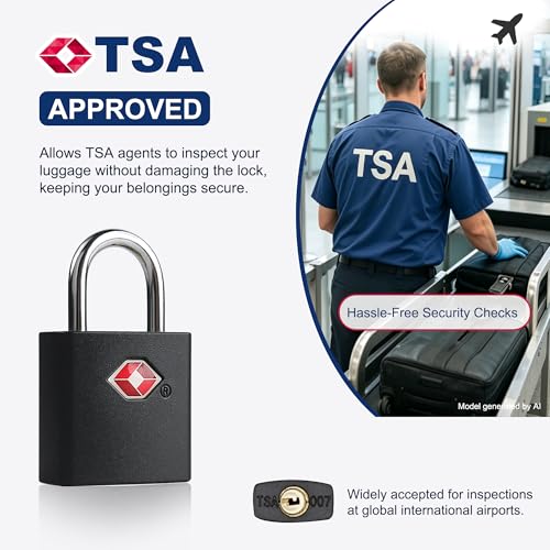TSA Locks for Luggage with Keys, Luggage Locks TSA Approved - color: Black