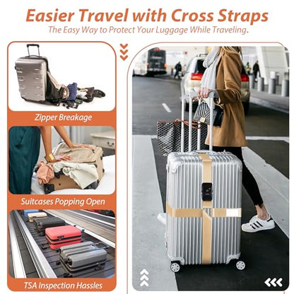 TSA Approved Luggage Straps with Combination Lock, Cross Khaki - color: Cross Khaki