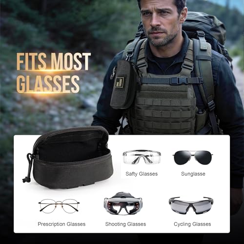 ONETIGRIS Hard Shell Sunglasses Case MOLLE Tactical Eyeglasses Pouch - color: Black