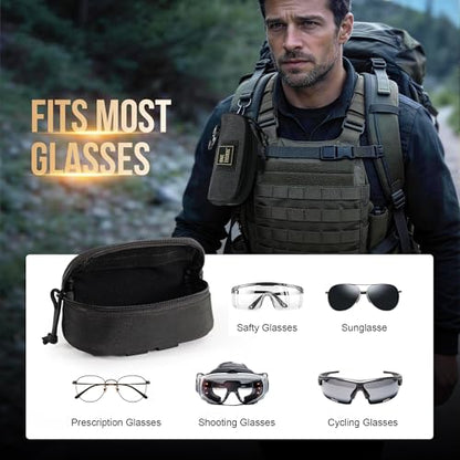 ONETIGRIS Hard Shell Sunglasses Case MOLLE Tactical Eyeglasses Pouch - color: Black